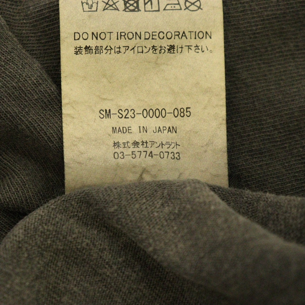 SAINT MICHAEL(セントマイケル) 23SS ×BerBerJin BJ SS TEE REVENGE ベルベルジン ダメージ加工 クルーネック コットン 半袖Tシャツ カットソー SM-S23-0000-085 グレー
