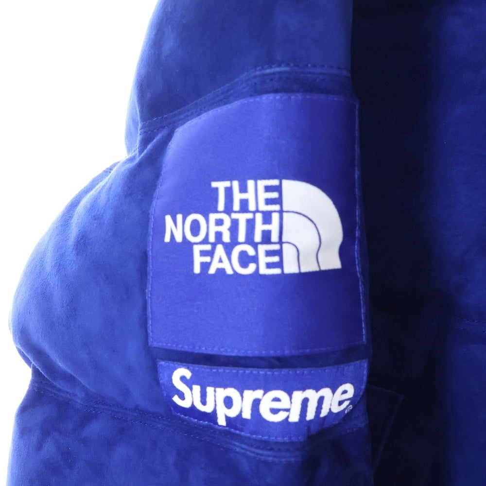 SUPREME(シュプリーム) 23AW ×THE NORTH FACE Suede Nuptse Jacket ノースフェイス スウェード ヌプシ ジップアップダウンジャケット ブルー NF0A875N