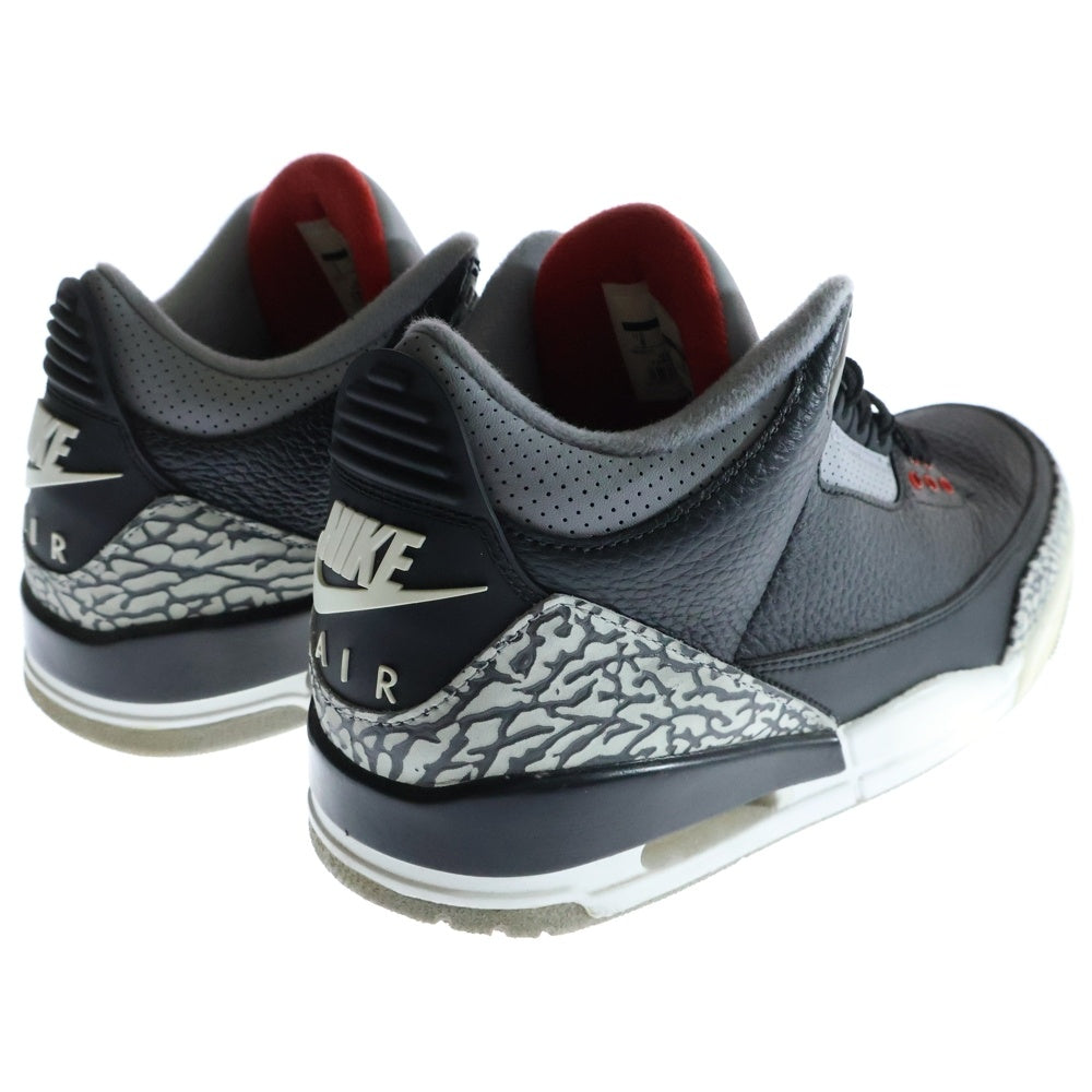 NIKE(ナイキ) AIR JORDAN 3 RETRO OG 854262-001 エアジョーダン ミドルカットスニーカー ブラック/グレー US8/26.0cm