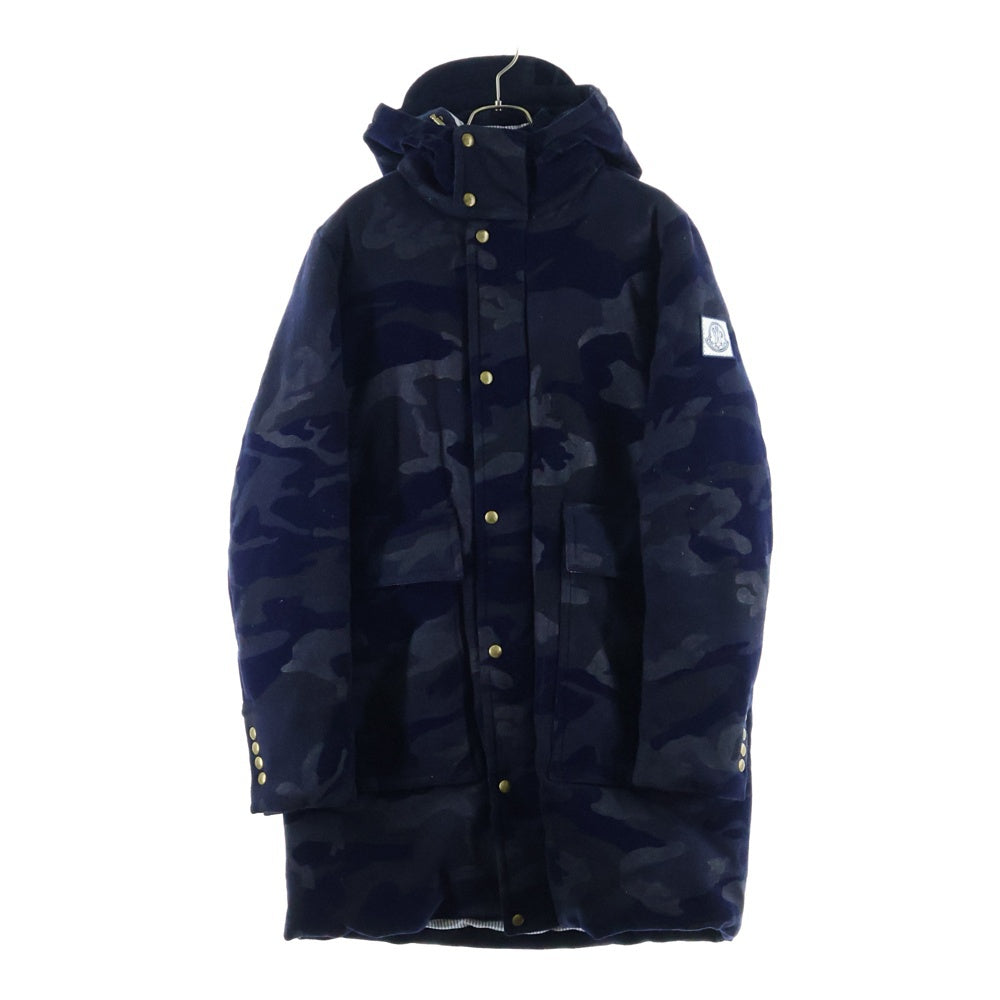 MONCLER GAMME BLEU(モンクレール・ガム・ブルー) 16AW GIACCONE B23914237580 13457 ジャコーネ フーデッドロングカモフラダウンコート ジャケット ブラック