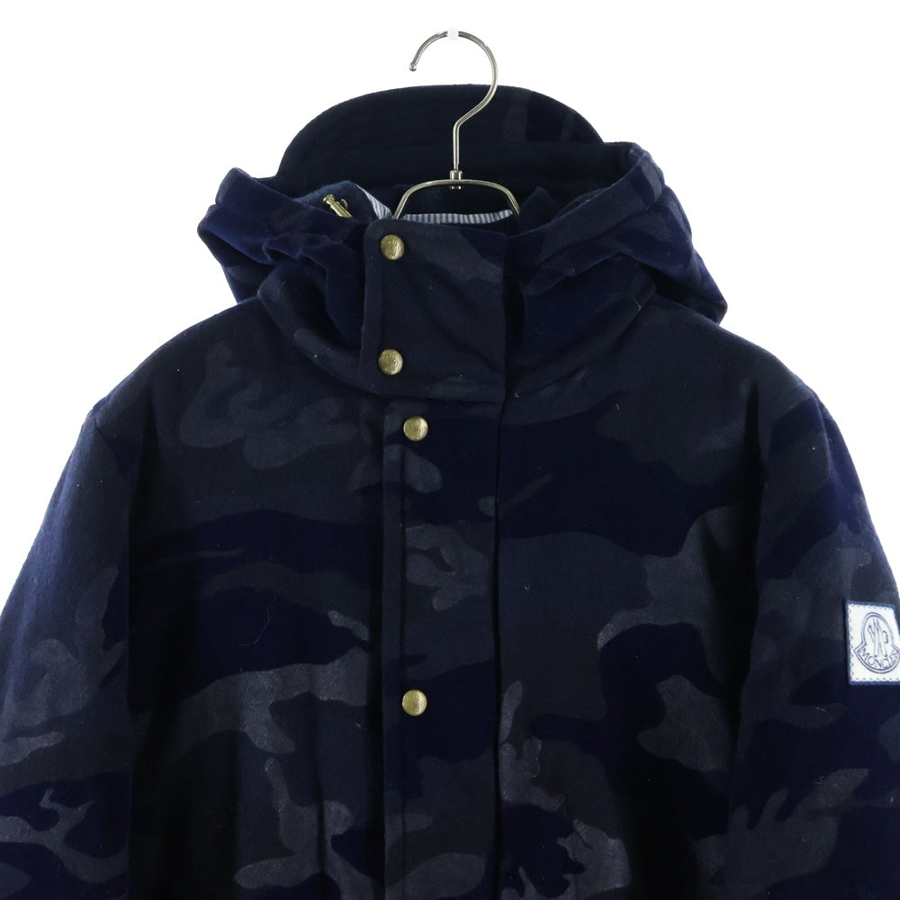MONCLER GAMME BLEU(モンクレール・ガム・ブルー) 16AW GIACCONE B23914237580 13457 ジャコーネ フーデッドロングカモフラダウンコート ジャケット ブラック