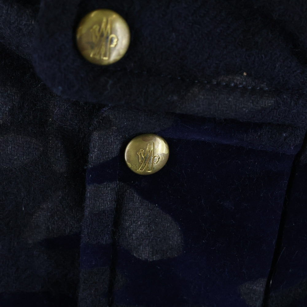 MONCLER GAMME BLEU(モンクレール・ガム・ブルー) 16AW GIACCONE B23914237580 13457 ジャコーネ フーデッドロングカモフラダウンコート ジャケット ブラック