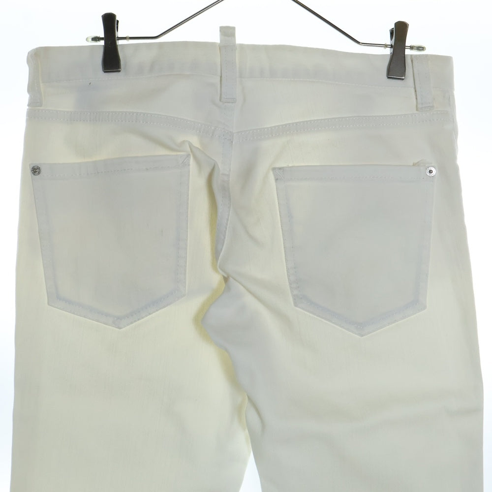 DSQUARED2(ディースクエアード) ピンズ付きコットンロングパンツ S74LA0331 ホワイト