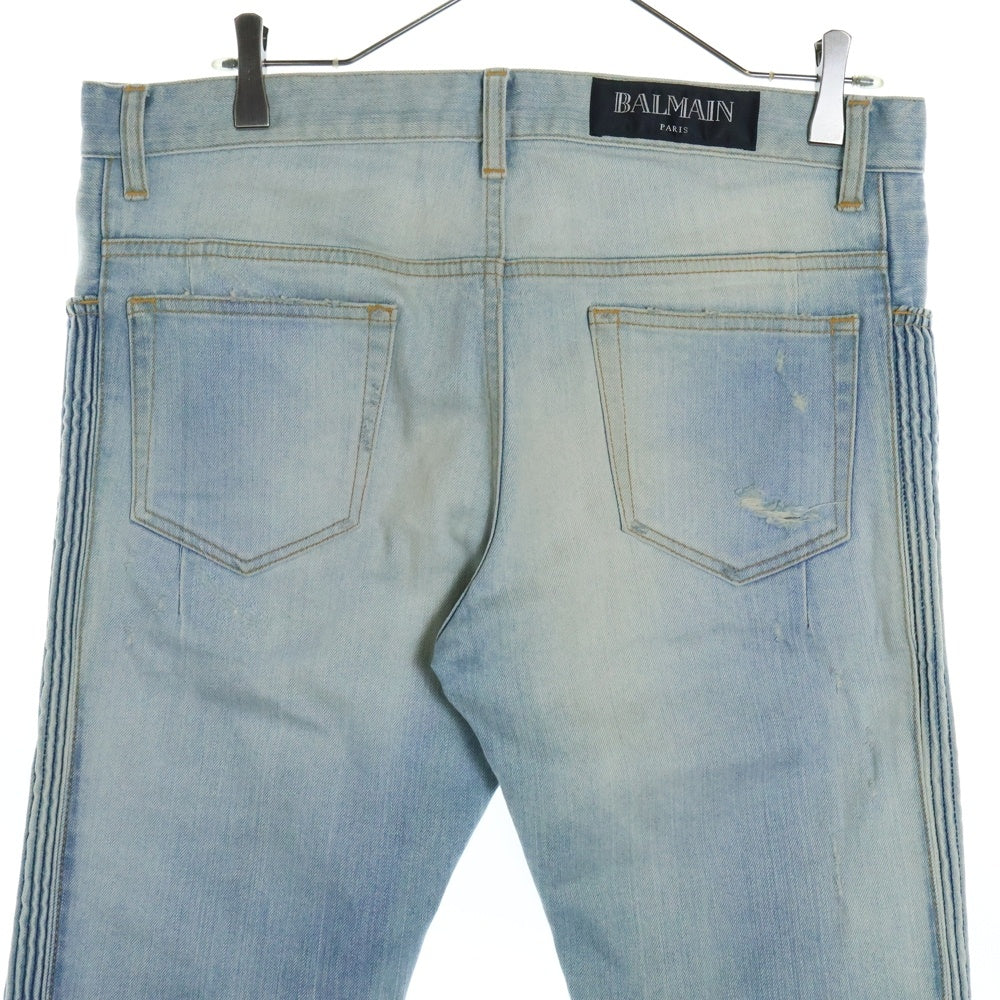 BALMAIN(バルマン) ダメージ加工ウォッシュドデニムパンツ インディゴブルー
