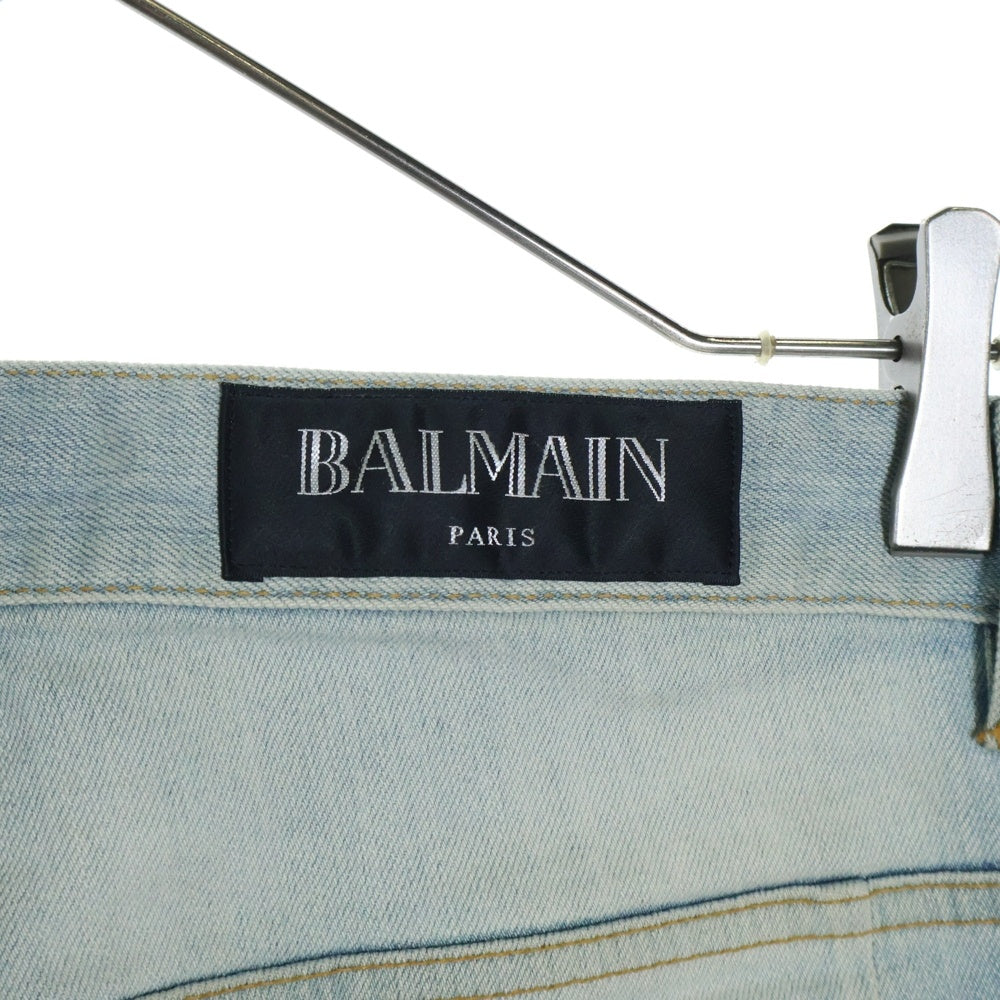 BALMAIN(バルマン) ダメージ加工ウォッシュドデニムパンツ インディゴブルー