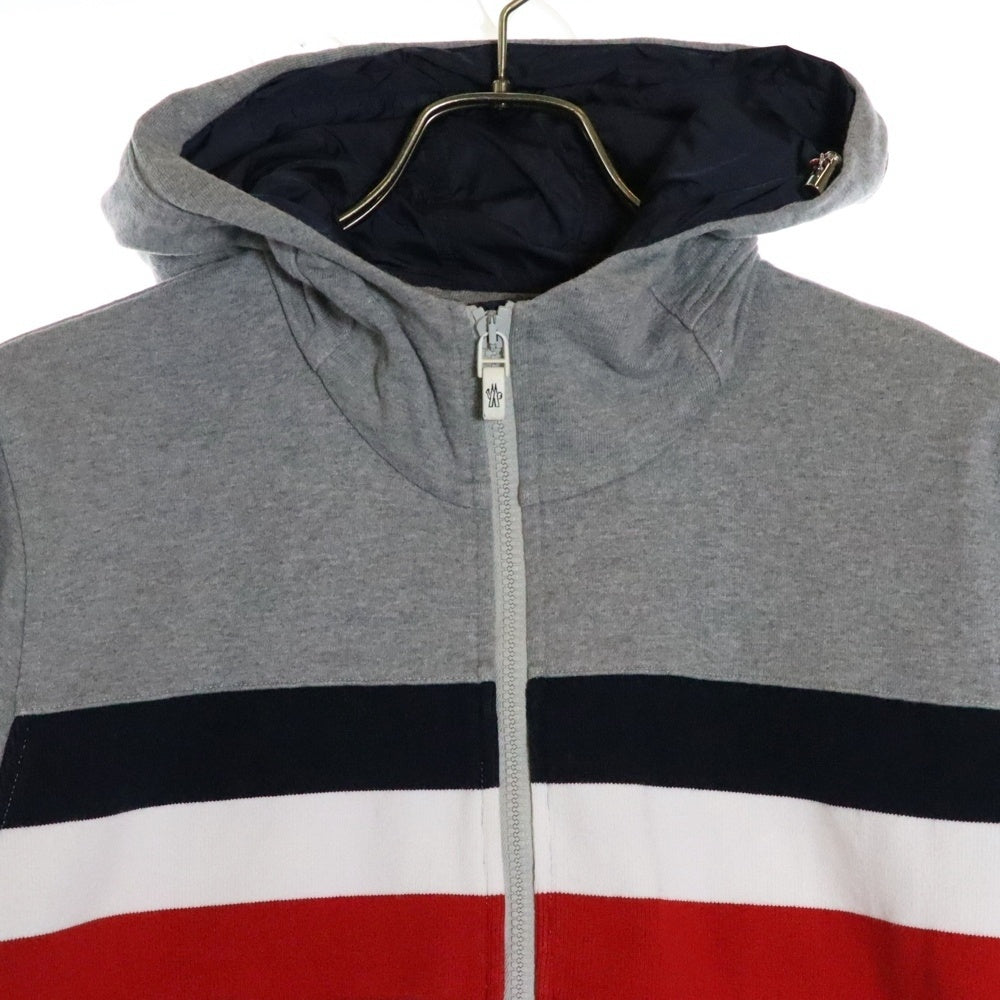 MONCLER GAMME BLEU(モンクレール・ガム・ブルー) MAGLIA CARDIGAN 213918401100 トリコロール切り替えジップアップパーカー グレー