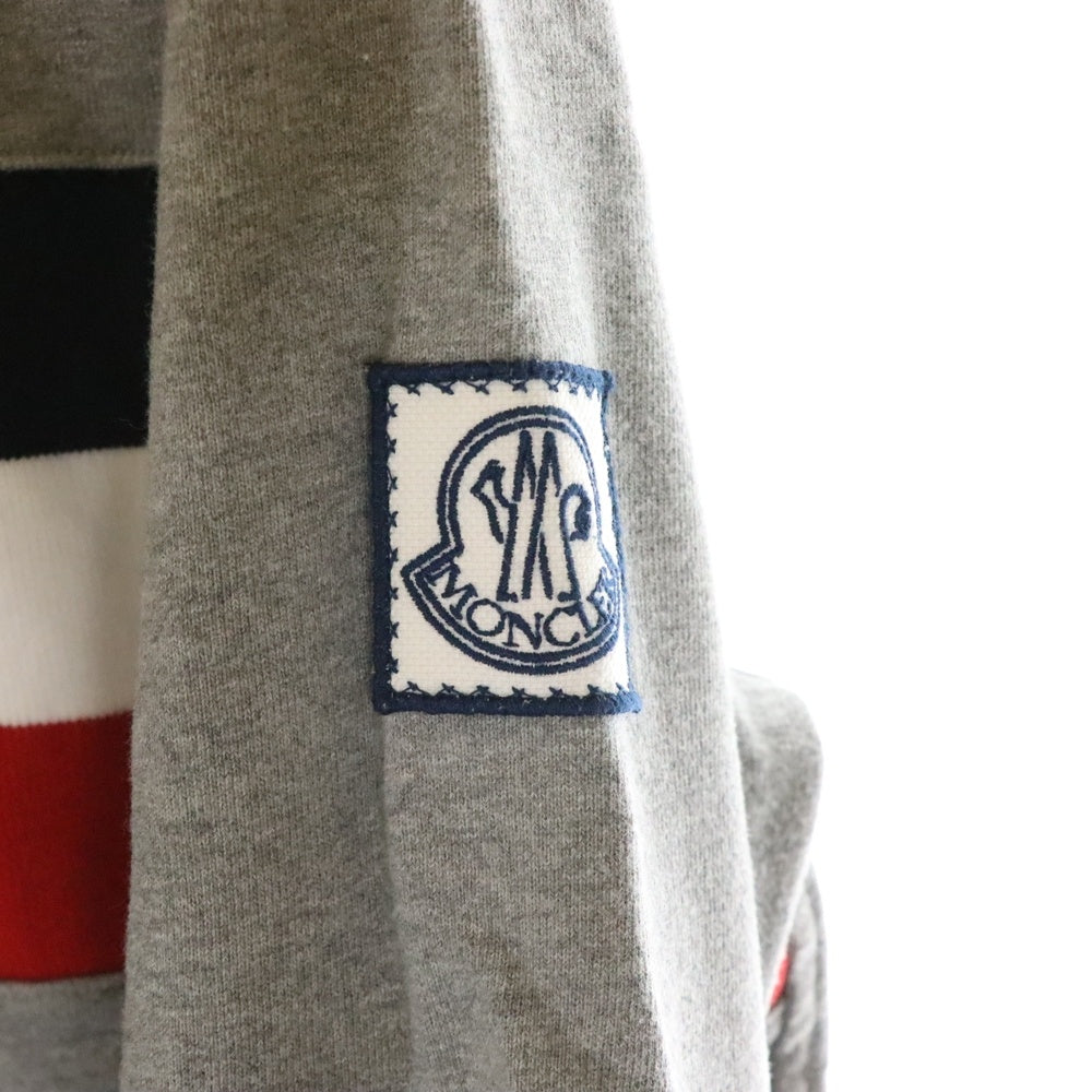 MONCLER GAMME BLEU(モンクレール・ガム・ブルー) MAGLIA CARDIGAN 213918401100 トリコロール切り替えジップアップパーカー グレー