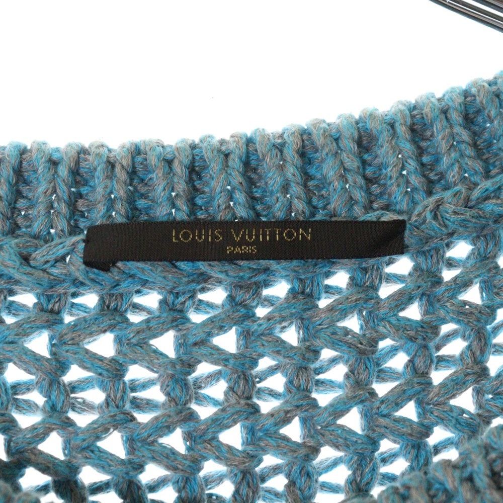 LOUIS VUITTON(ルイヴィトン) ショート丈クルーネック厚手ケーブルニットセーター ブルー