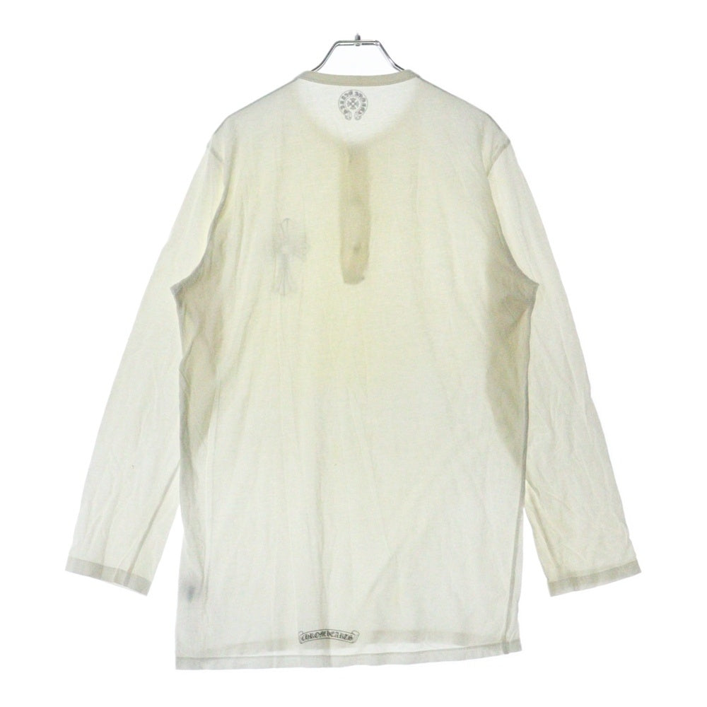 CHROME HEARTS(クロムハーツ) CHクロスプリント クロスボールボタン付き ヘンリーネック長袖Tシャツ ホワイト