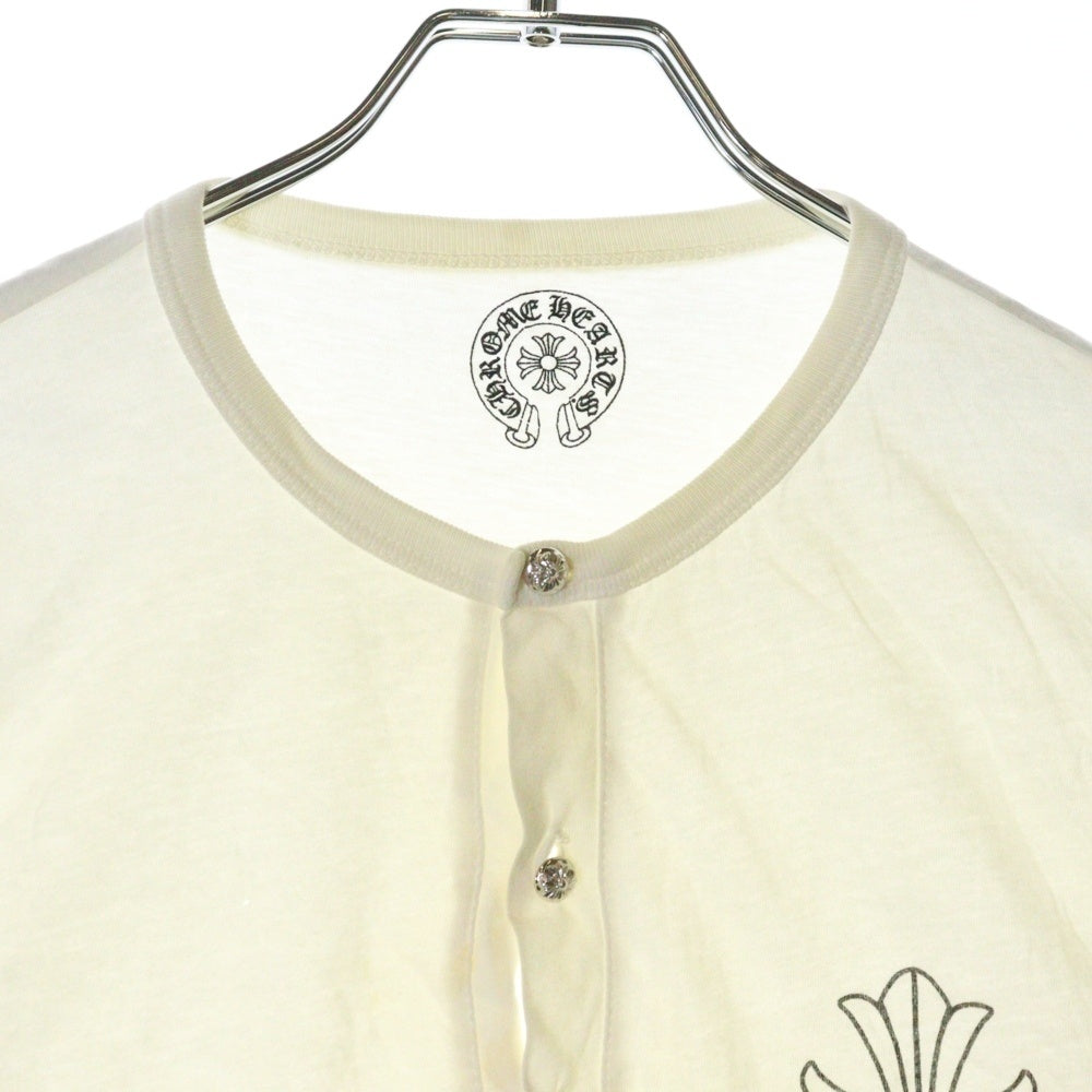 CHROME HEARTS(クロムハーツ) CHクロスプリント クロスボールボタン付き ヘンリーネック長袖Tシャツ ホワイト