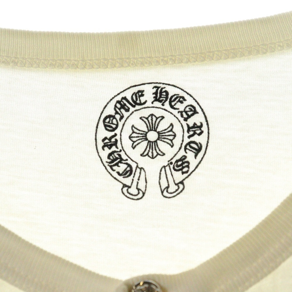 CHROME HEARTS(クロムハーツ) CHクロスプリント クロスボールボタン付き ヘンリーネック長袖Tシャツ ホワイト