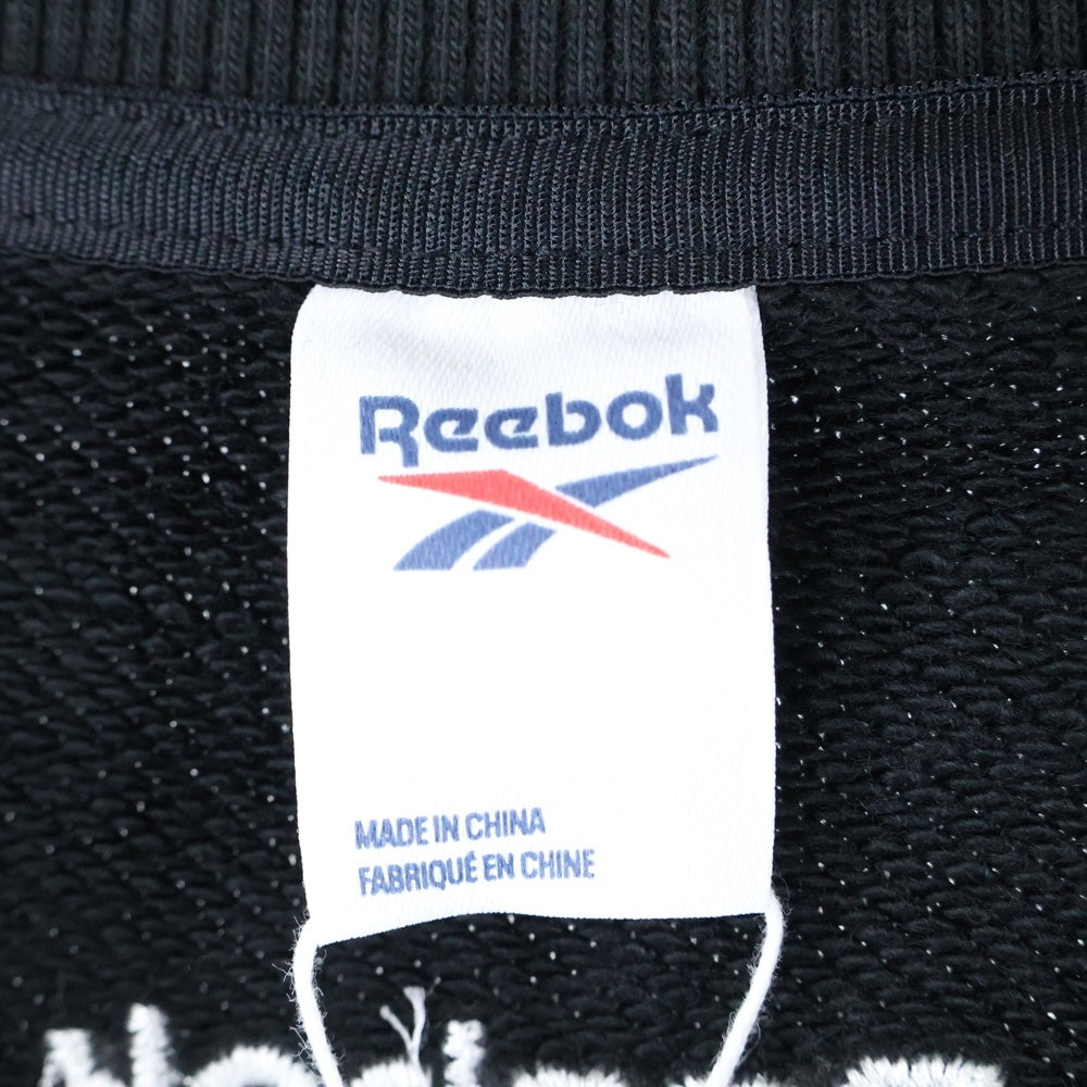 Reebok(リーボック) フロント刺繍クルーネックスウェットトレーナー HB6239 ブラック