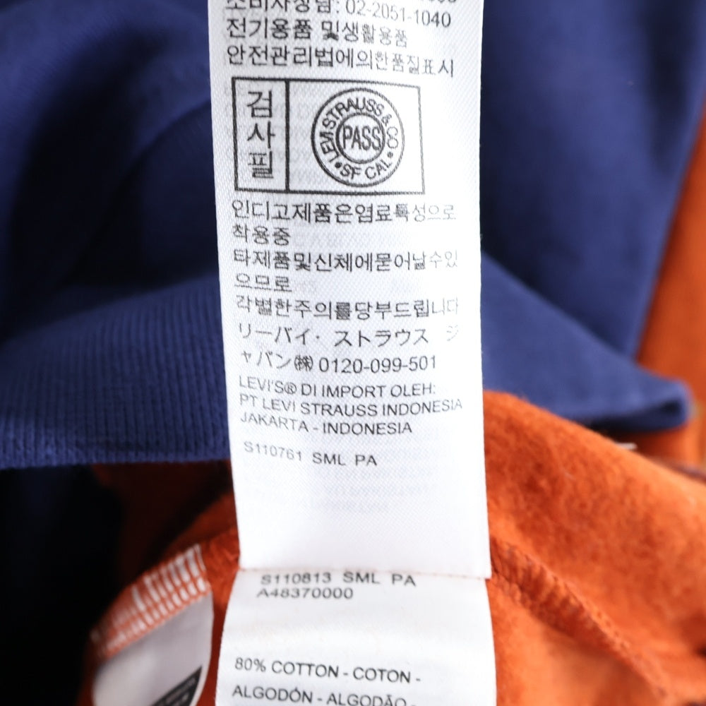 Levi's(リーバイス) フロントプリントクルーネックスウェットトレーナー A4837-0000 ブルー/オレンジ