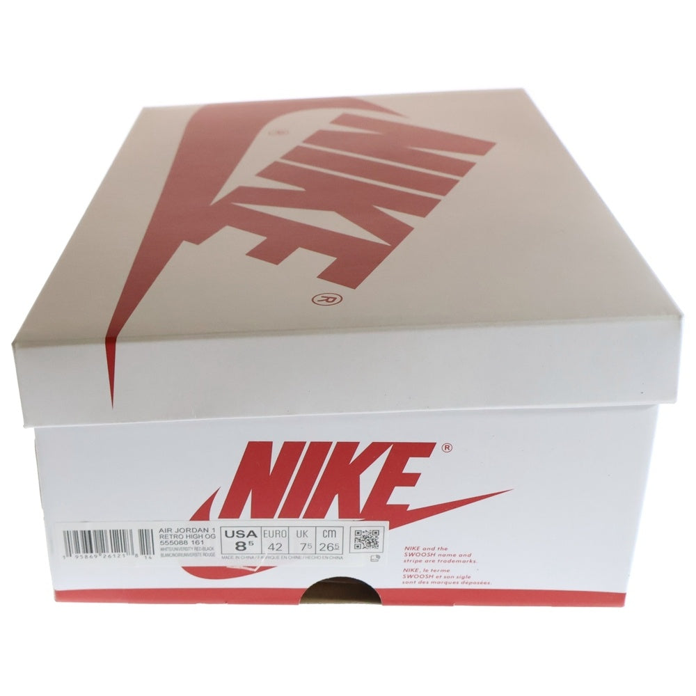 NIKE(ナイキ) AIR JORDAN 1 RETRO HIGH OG HERITAGE 555088-161 エアジョーダン1 レトロ ヘリテージ ハイカットスニーカー US8.5/26.5cm ホワイト/レッド