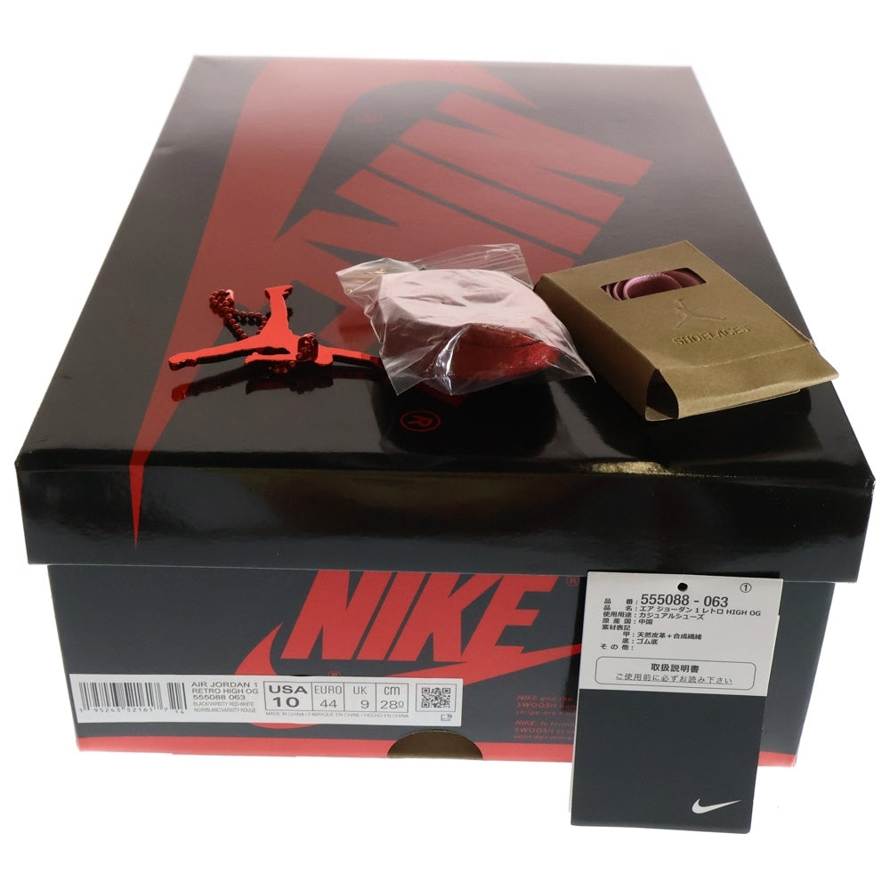NIKE(ナイキ) AIR JORDAN 1 RETRO HIGH OG Patent Bred 555088-063 エアジョーダン1 パテント ブレッド ハイカットスニーカー ブラック/レッド US10/28.0cm