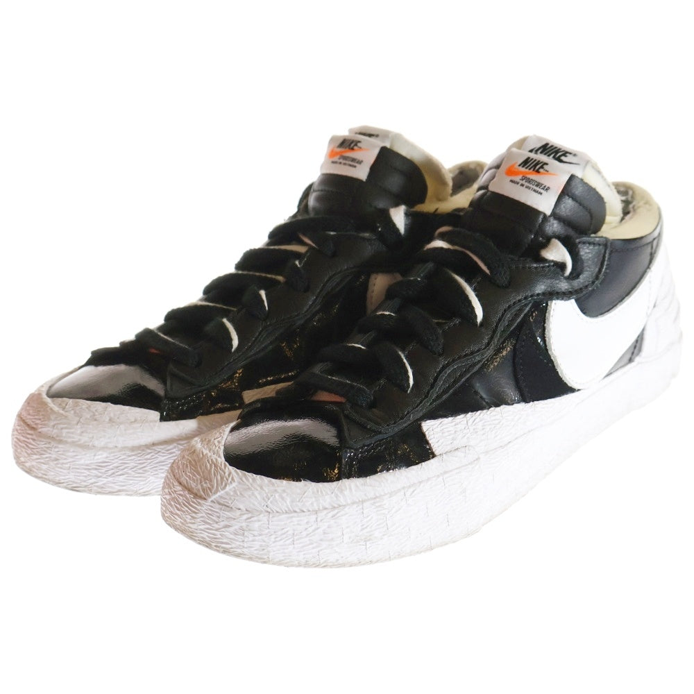 NIKE(ナイキ) ×SACAI BLAZER LOW BLACK PATENT ナイキ サカイ ブレーザー ブラックパテント ローカットスニーカー US8/26.0cm ブラック