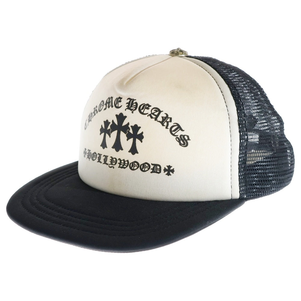 CHROME HEARTS(クロムハーツ) TRUCKER CAP セメタリークロスプリント メッシュ トラッカーキャップ 帽子 ブラック/ホワイト