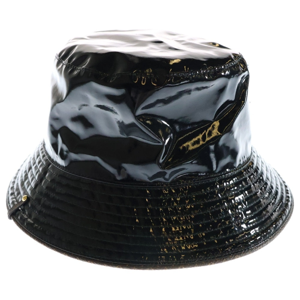LOUIS VUITTON(ルイヴィトン) モノグラムフラワー ボブ レイニー デイ エナメル バケットハット 帽子 ブラック M77020