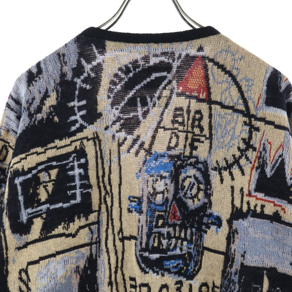 WACKO MARIA(ワコマリア) 22AW ×JEAN MICHEL BASQUIAT CARDIGAN TYPE-2 ジャンミシェル バスキア モヘヤ混 総柄 カーディガン マルチ