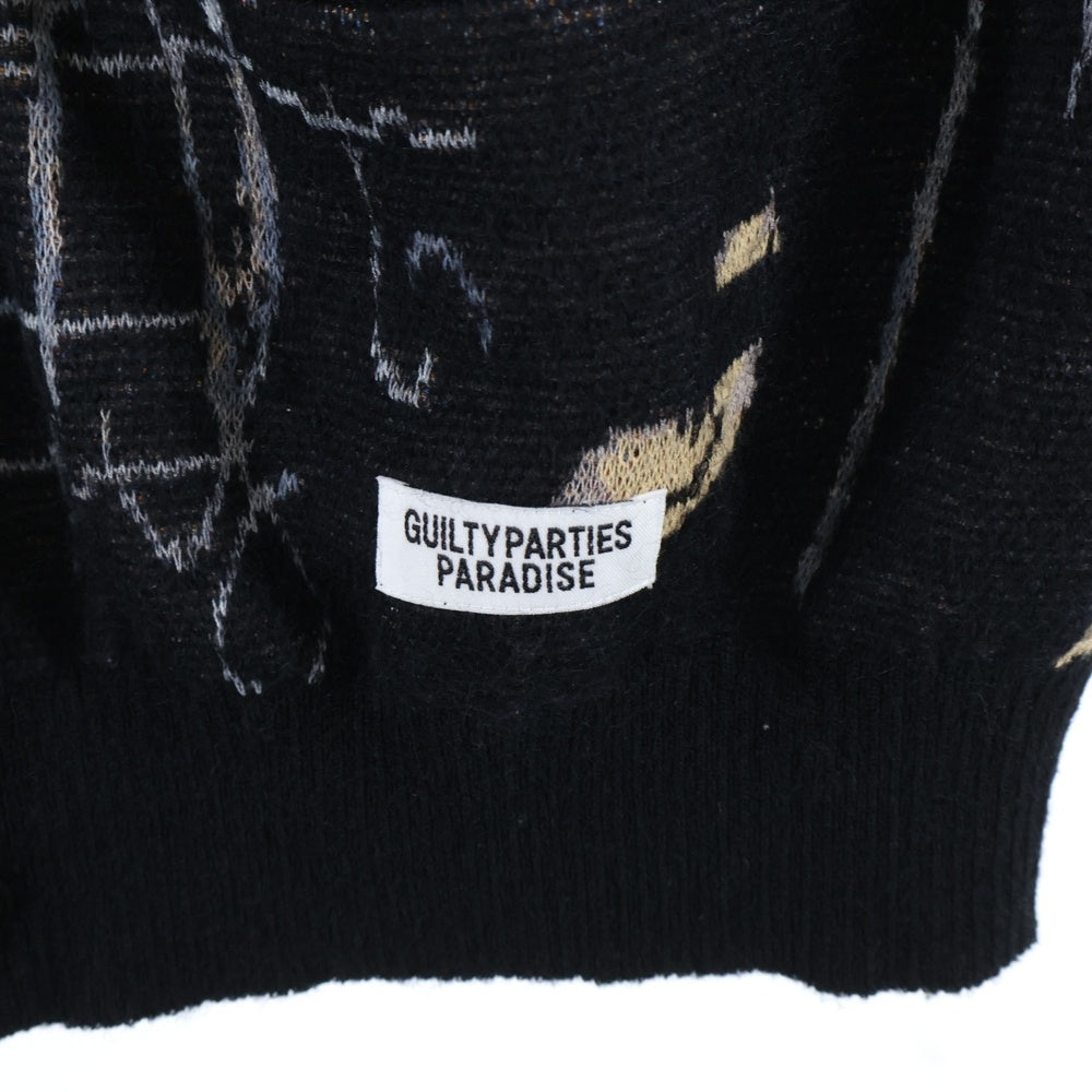WACKO MARIA(ワコマリア) 22AW ×JEAN MICHEL BASQUIAT CARDIGAN TYPE-2 ジャンミシェル バスキア モヘヤ混 総柄 カーディガン マルチ