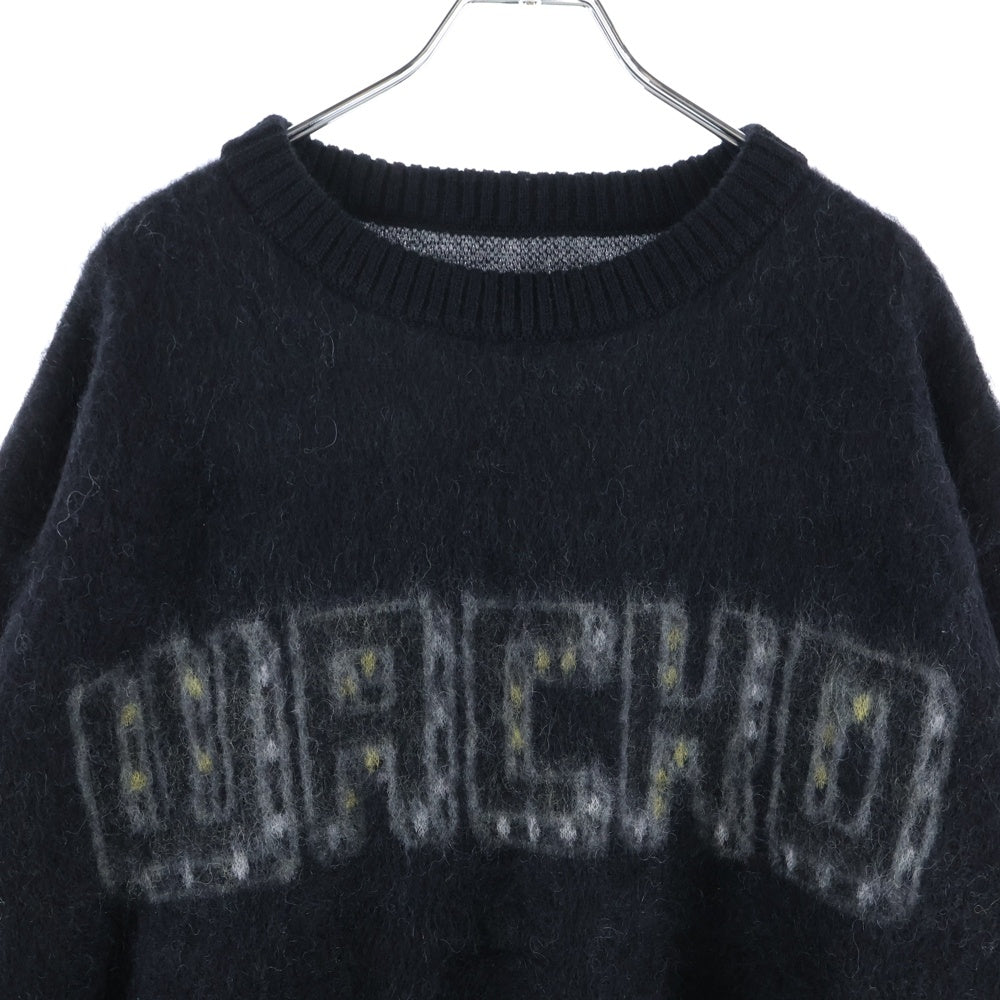 WACKO MARIA(ワコマリア) 23AW LOGO MOHAIR KNIT JACQUARD SWEATER 23FW-WMK-KN16 ロゴ モヘヤ混 クルーネック ニット セーター ブラック