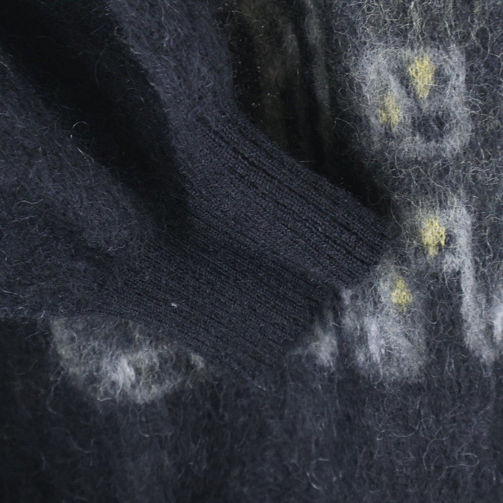 WACKO MARIA(ワコマリア) 23AW LOGO MOHAIR KNIT JACQUARD SWEATER 23FW-WMK-KN16 ロゴ モヘヤ混 クルーネック ニット セーター ブラック