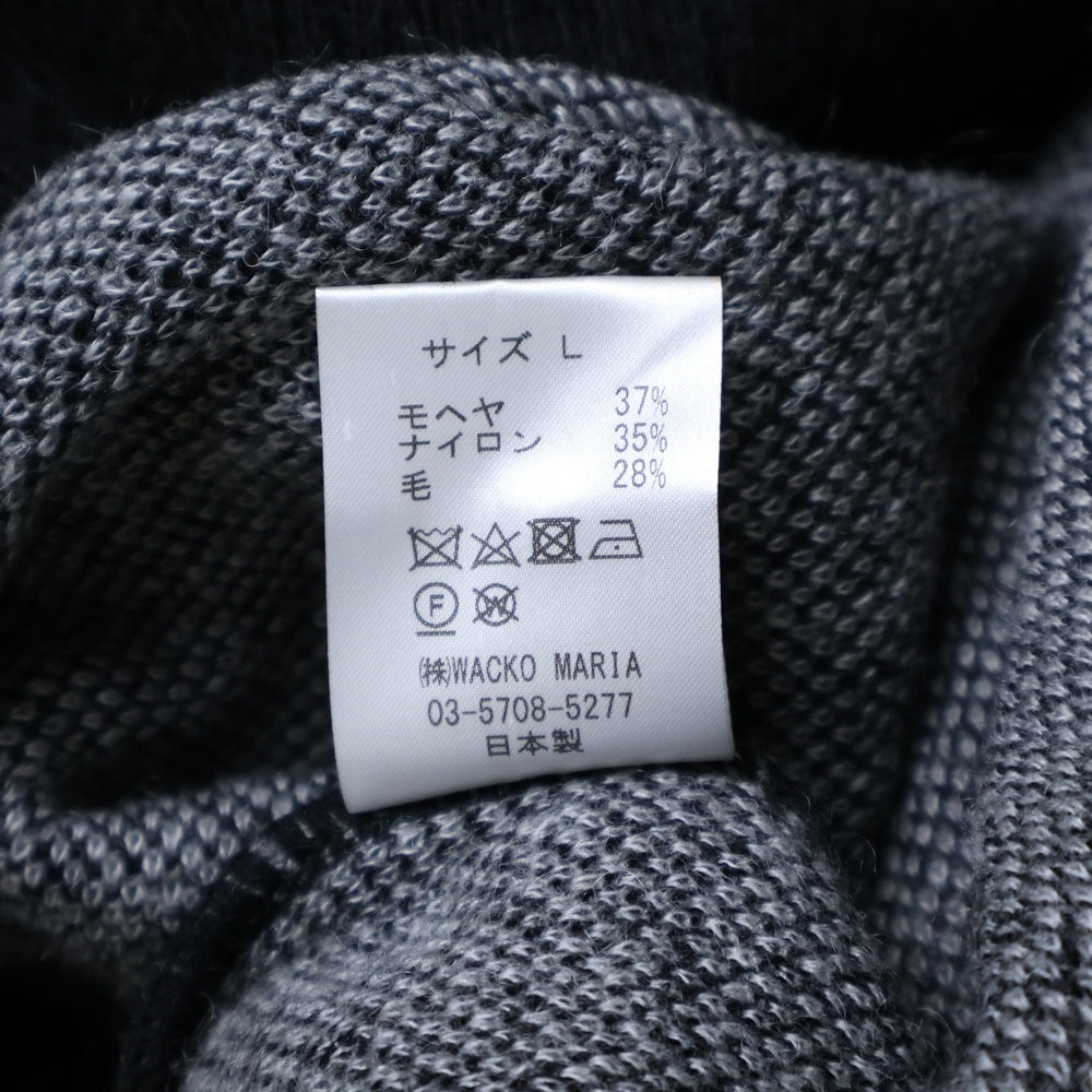WACKO MARIA(ワコマリア) 23AW LOGO MOHAIR KNIT JACQUARD SWEATER 23FW-WMK-KN16 ロゴ モヘヤ混 クルーネック ニット セーター ブラック
