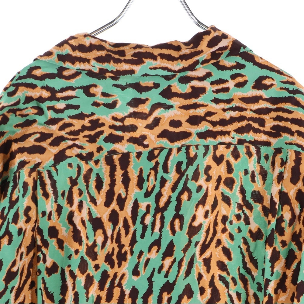 WACKO MARIA(ワコマリア) HAWAIAN SHIRT L/S レオパード レーヨン 長袖シャツ グリーン/ブラウン