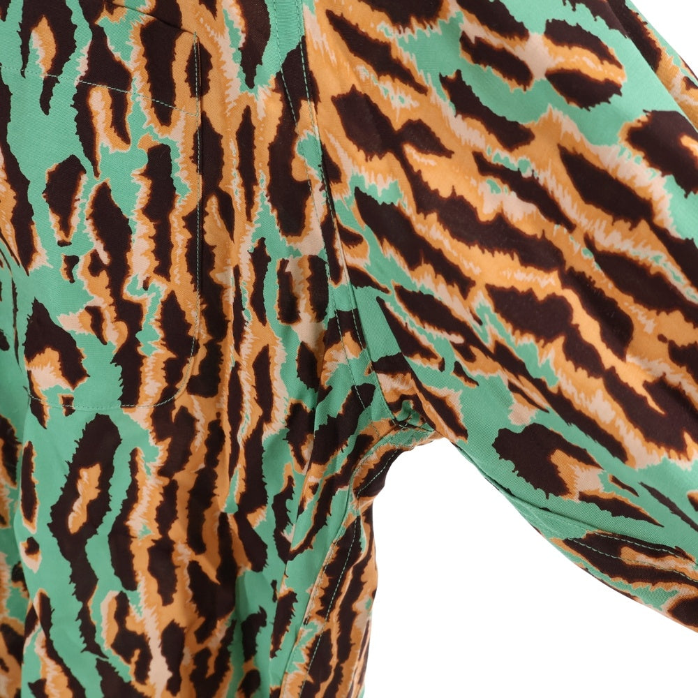 WACKO MARIA(ワコマリア) HAWAIAN SHIRT L/S レオパード レーヨン 長袖シャツ グリーン/ブラウン