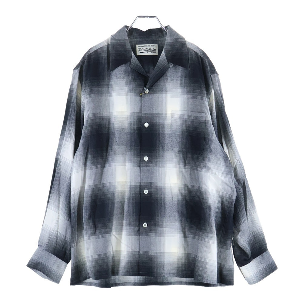 WACKO MARIA(ワコマリア) OMBRE CHECK OPEN COLLAR SHIRT L/S TYPE-1 23FW-WMS-OC01 オンブレチェック レーヨン オープンカラー 長袖シャツ グレー