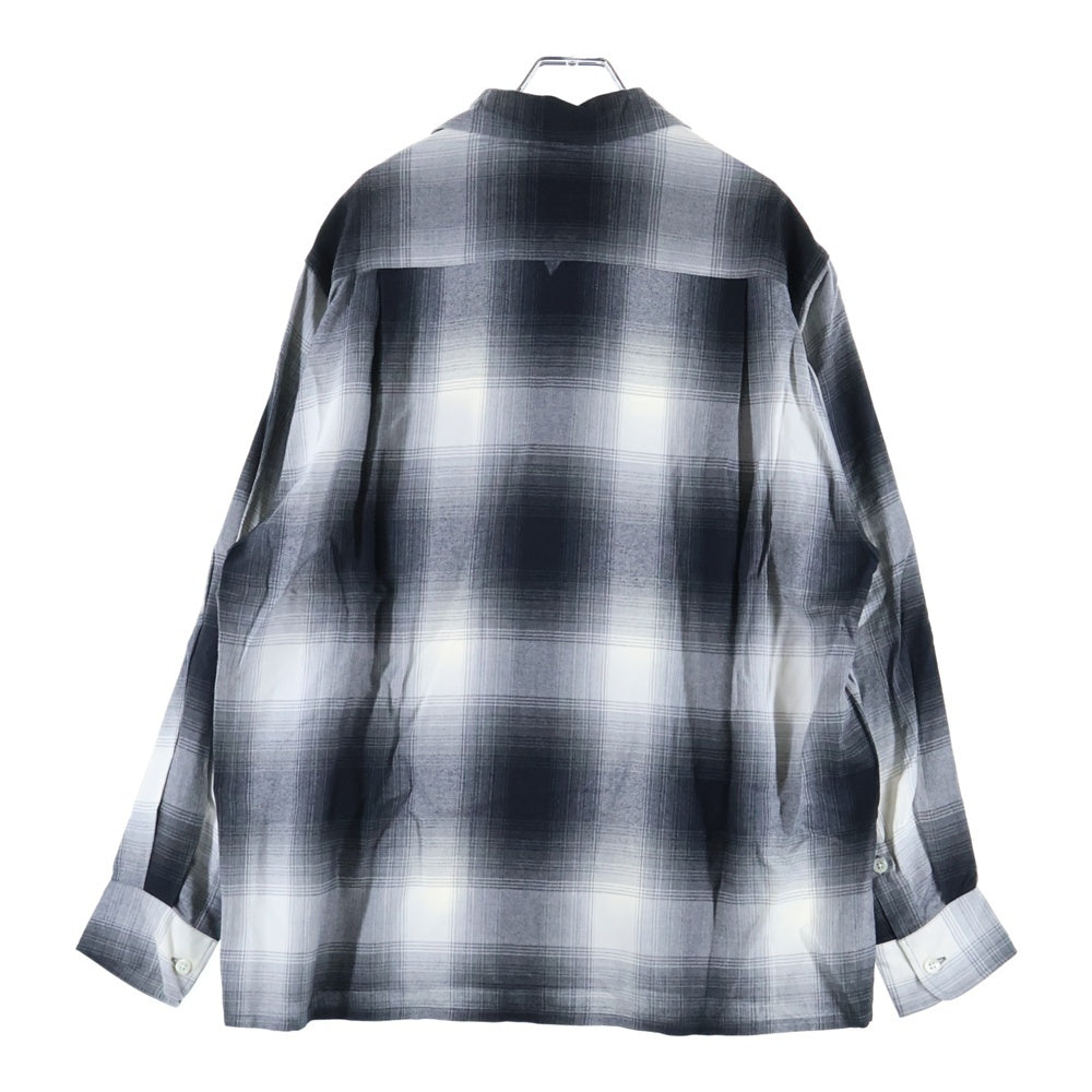 WACKO MARIA(ワコマリア) OMBRE CHECK OPEN COLLAR SHIRT L/S TYPE-1 23FW-WMS-OC01 オンブレチェック レーヨン オープンカラー 長袖シャツ グレー