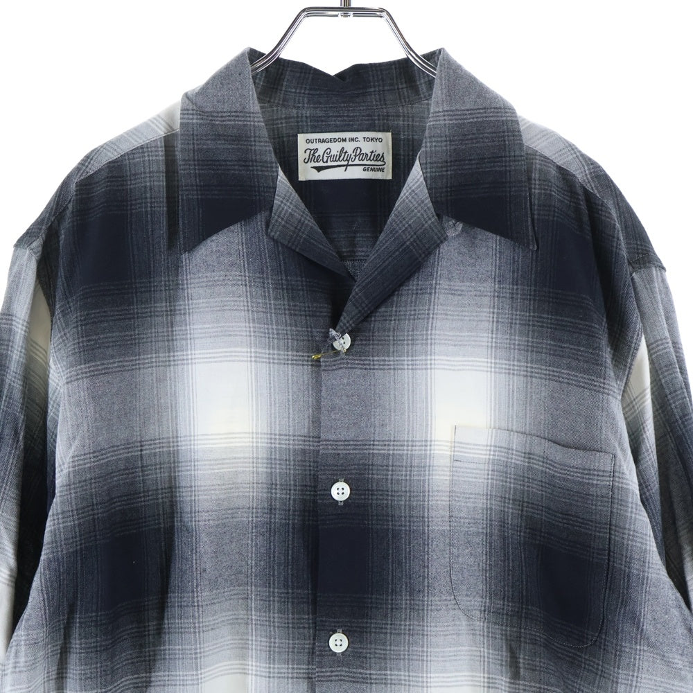 WACKO MARIA(ワコマリア) OMBRE CHECK OPEN COLLAR SHIRT L/S TYPE-1 23FW-WMS-OC01 オンブレチェック レーヨン オープンカラー 長袖シャツ グレー