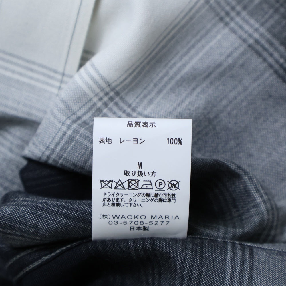 WACKO MARIA(ワコマリア) OMBRE CHECK OPEN COLLAR SHIRT L/S TYPE-1 23FW-WMS-OC01 オンブレチェック レーヨン オープンカラー 長袖シャツ グレー