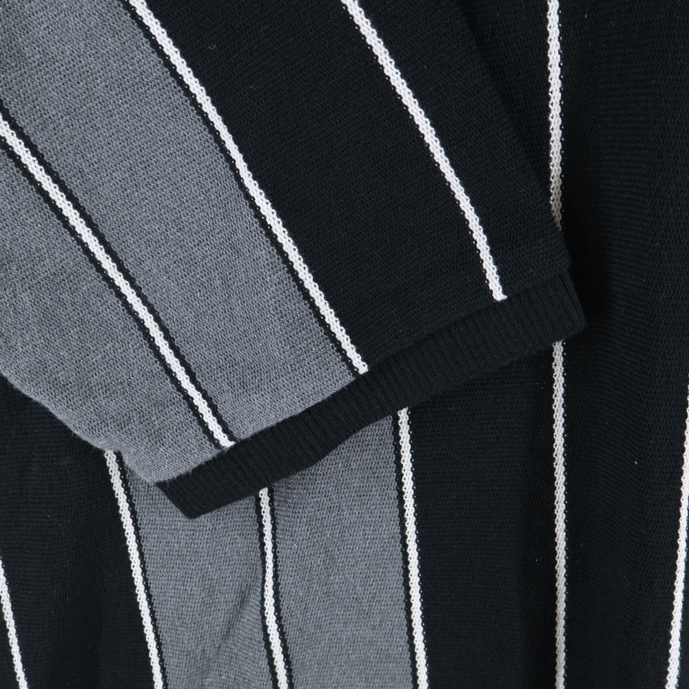 WACKO MARIA(ワコマリア) 23SS STRIPED KNIT JACQUARD POLO SHIRT ストライプ ロゴ刺繍 半袖ポロシャツ グレー/ブラック