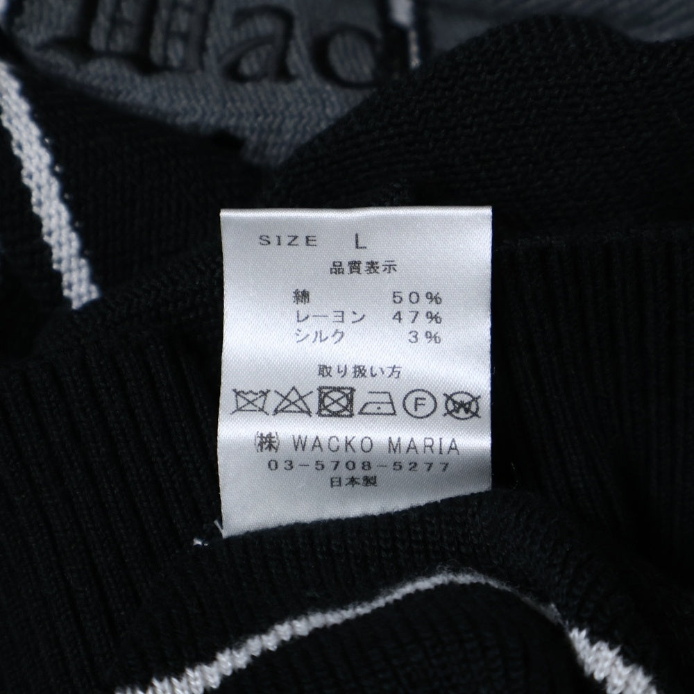 WACKO MARIA(ワコマリア) 23SS STRIPED KNIT JACQUARD POLO SHIRT ストライプ ロゴ刺繍 半袖ポロシャツ グレー/ブラック