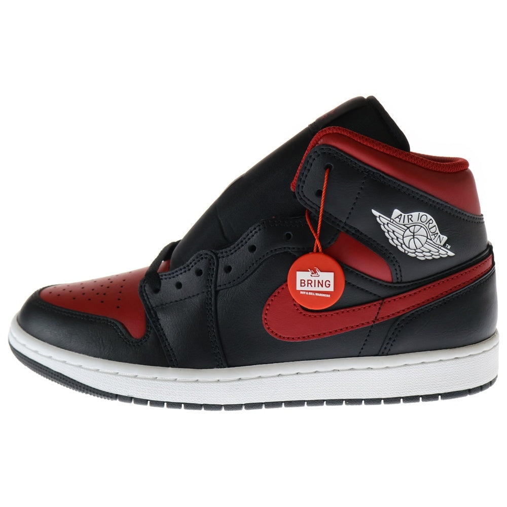 NIKE(ナイキ) JORDAN 1 MID BRED DQ8426-067 エアジョーダン1 ブレッド ミッドカットスニーカー US10/28.0cm ブラック/レッド