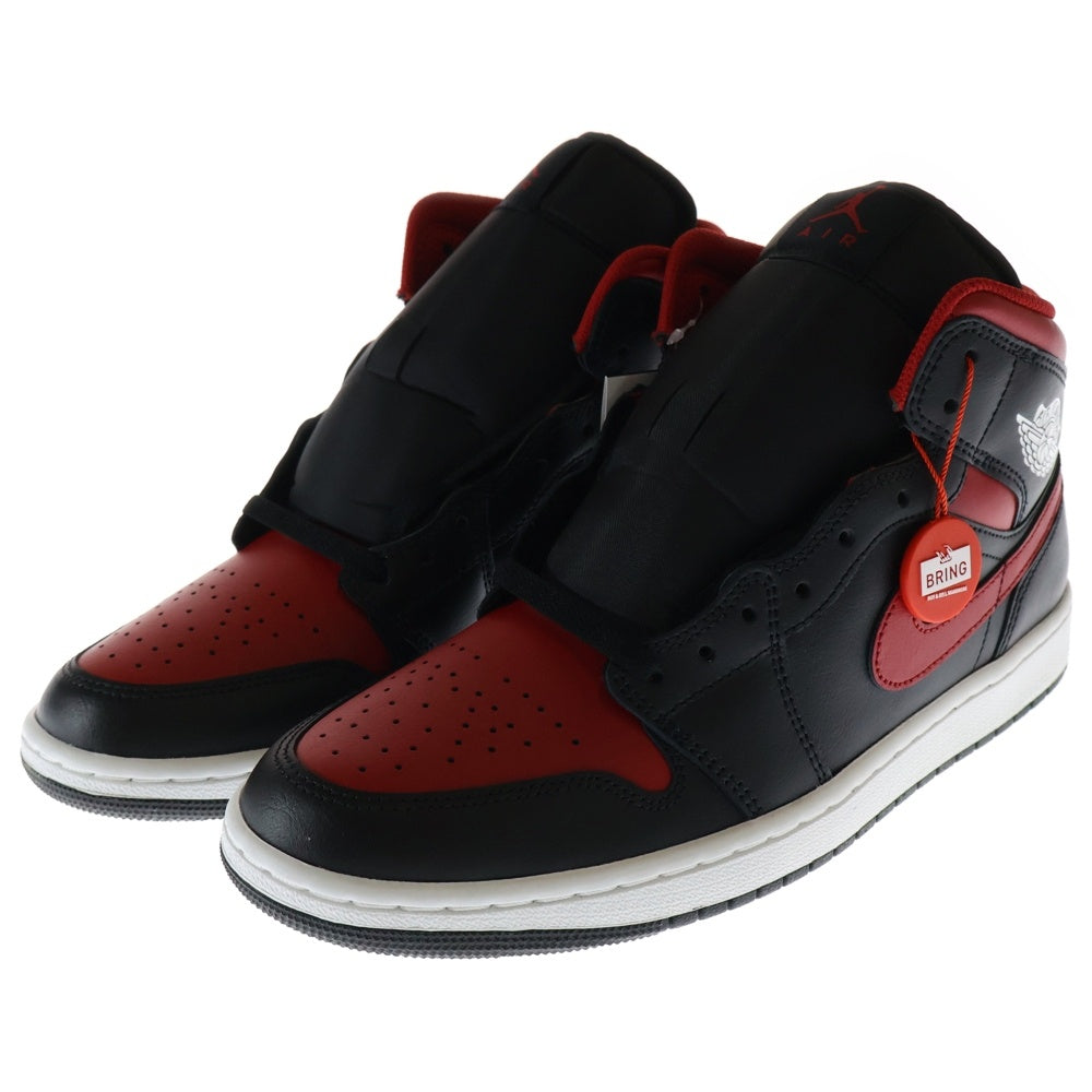 NIKE(ナイキ) JORDAN 1 MID BRED DQ8426-067 エアジョーダン1 ブレッド ミッドカットスニーカー US10/28.0cm ブラック/レッド