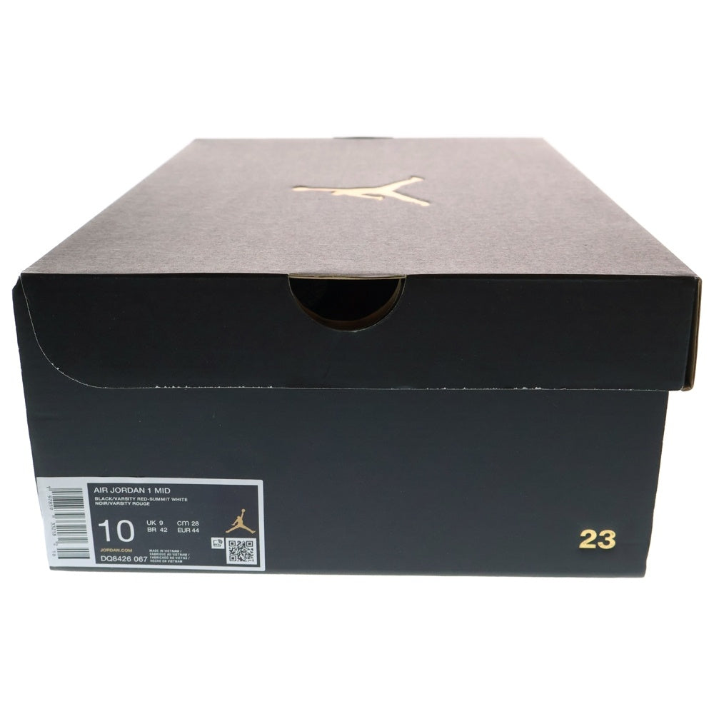 NIKE(ナイキ) JORDAN 1 MID BRED DQ8426-067 エアジョーダン1 ブレッド ミッドカットスニーカー US10/28.0cm ブラック/レッド