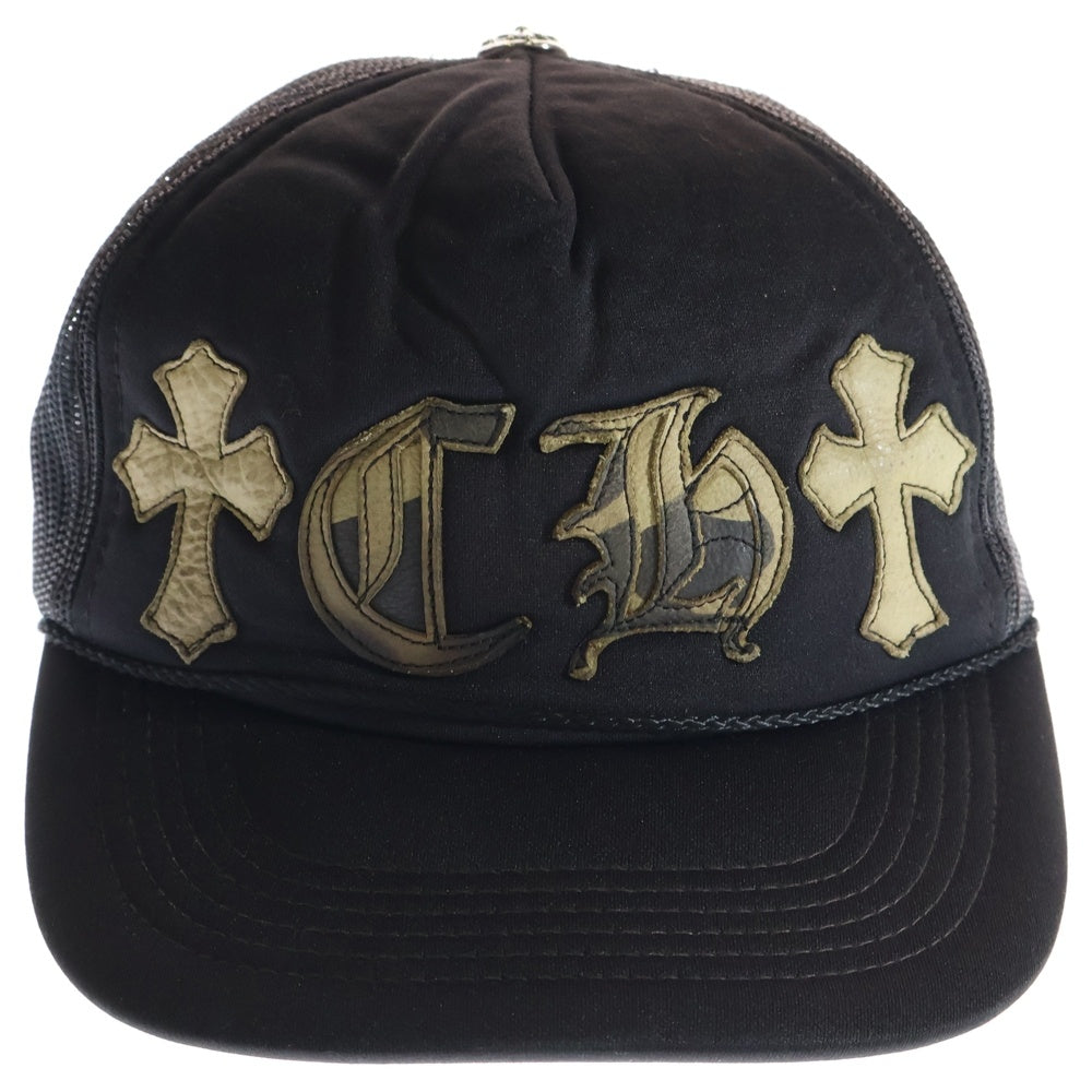 CHROME HEARTS(クロムハーツ) TRACKER CHロゴ レザーパッチ トラッカー メッシュキャップ グリーン/オレンジ