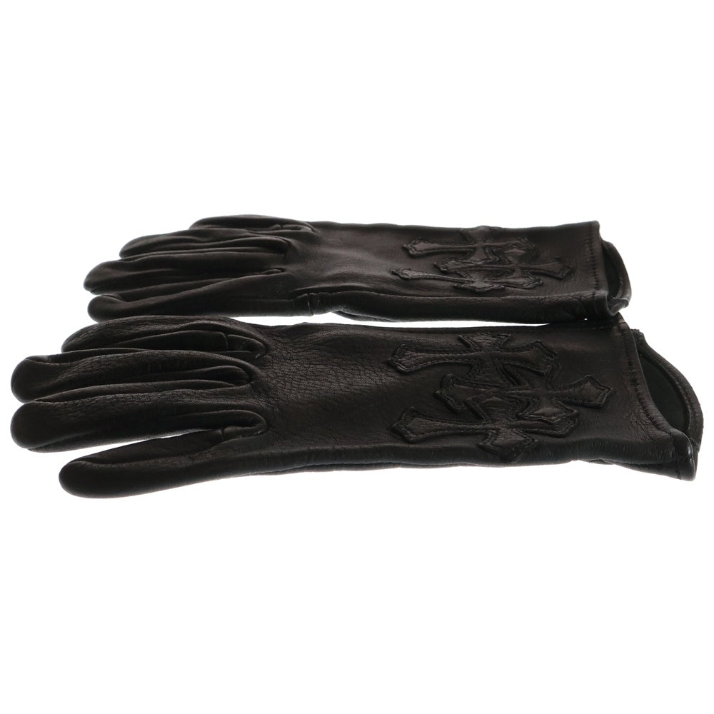 CHROME HEARTS(クロムハーツ) 3CEM CRS GLOVE セメタリークロス レザーパッチ レザーグローブ 革手袋 ブラック