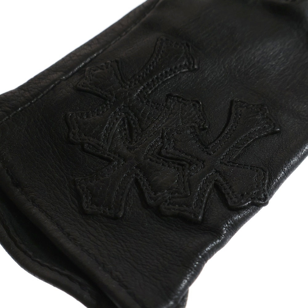 CHROME HEARTS(クロムハーツ) 3CEM CRS GLOVE セメタリークロス レザーパッチ レザーグローブ 革手袋 ブラック
