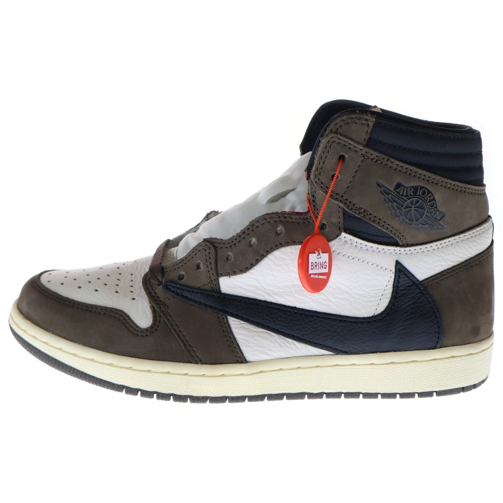NIKE(ナイキ) ×TRAVIS SCOTT AIR JORDAN 1 RETRO HIGH OG TS SP CD4487-100 トラヴィススコット エアジョーダン1 ハイカットスニーカー ブラウン/ホワイト US9/27.0cm