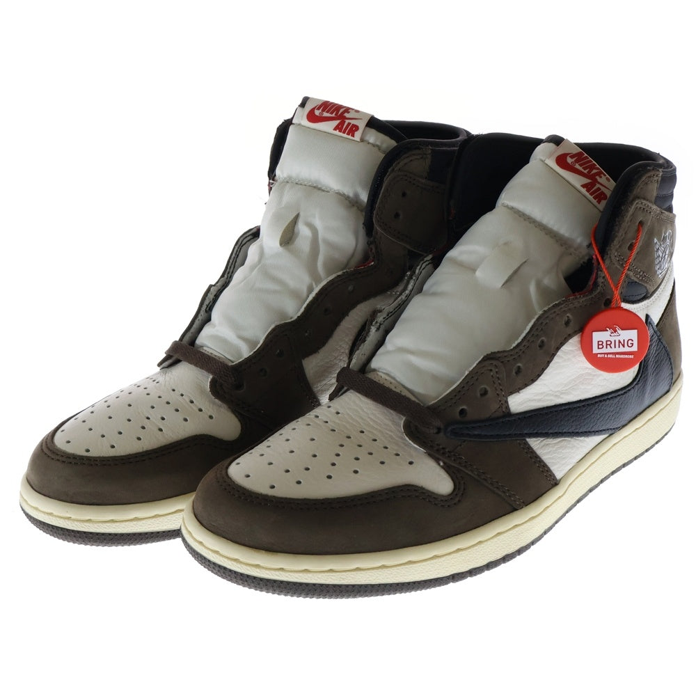 NIKE(ナイキ) ×TRAVIS SCOTT AIR JORDAN 1 RETRO HIGH OG TS SP CD4487-100 トラヴィススコット エアジョーダン1 ハイカットスニーカー ブラウン/ホワイト US9/27.0cm
