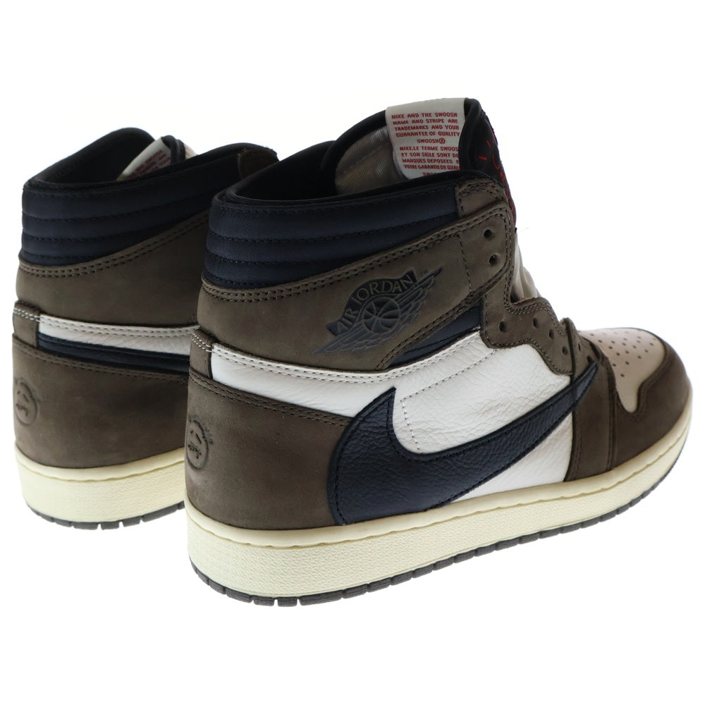 NIKE(ナイキ) ×TRAVIS SCOTT AIR JORDAN 1 RETRO HIGH OG TS SP CD4487-100 トラヴィススコット エアジョーダン1 ハイカットスニーカー ブラウン/ホワイト US9/27.0cm