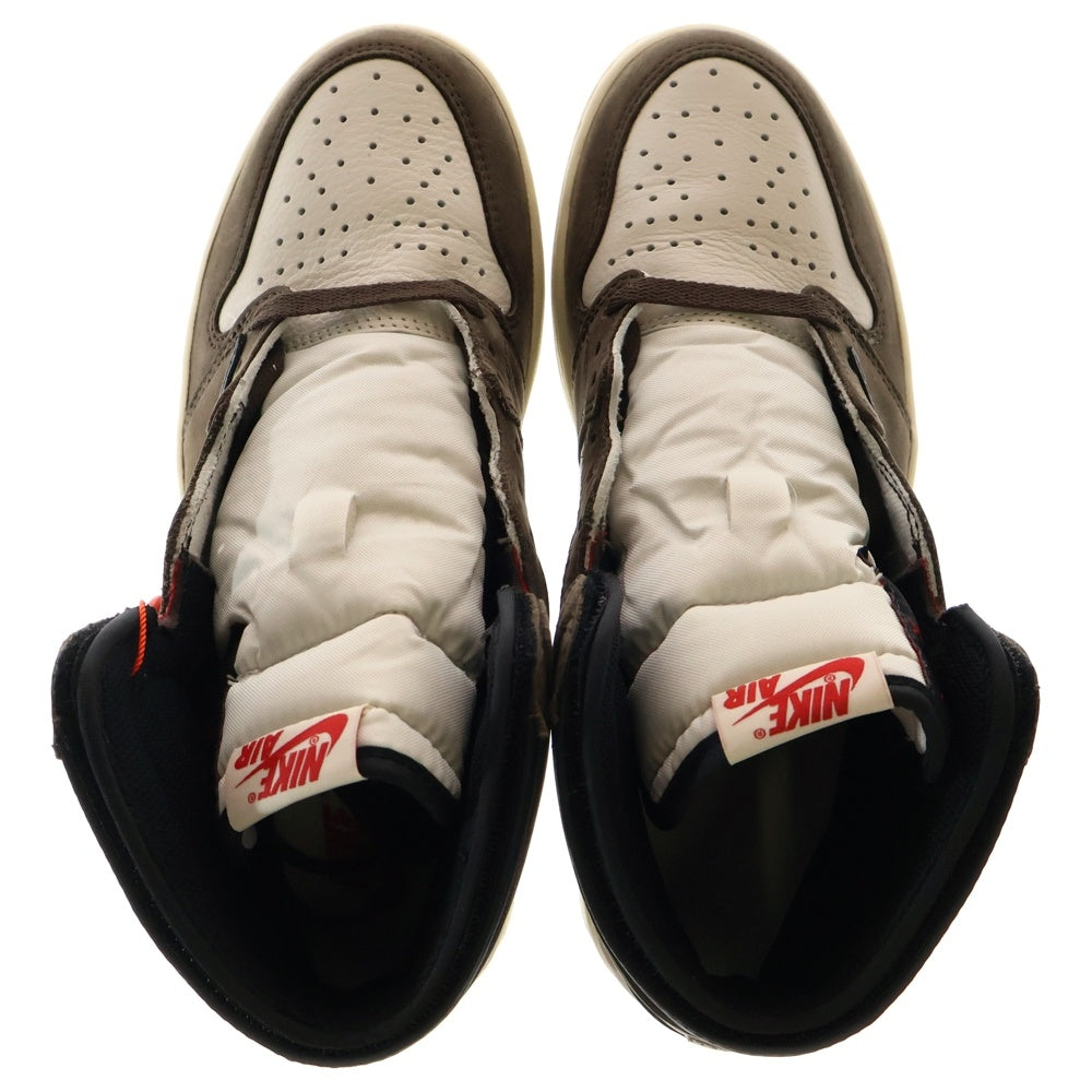 NIKE(ナイキ) ×TRAVIS SCOTT AIR JORDAN 1 RETRO HIGH OG TS SP CD4487-100 トラヴィススコット エアジョーダン1 ハイカットスニーカー ブラウン/ホワイト US9/27.0cm