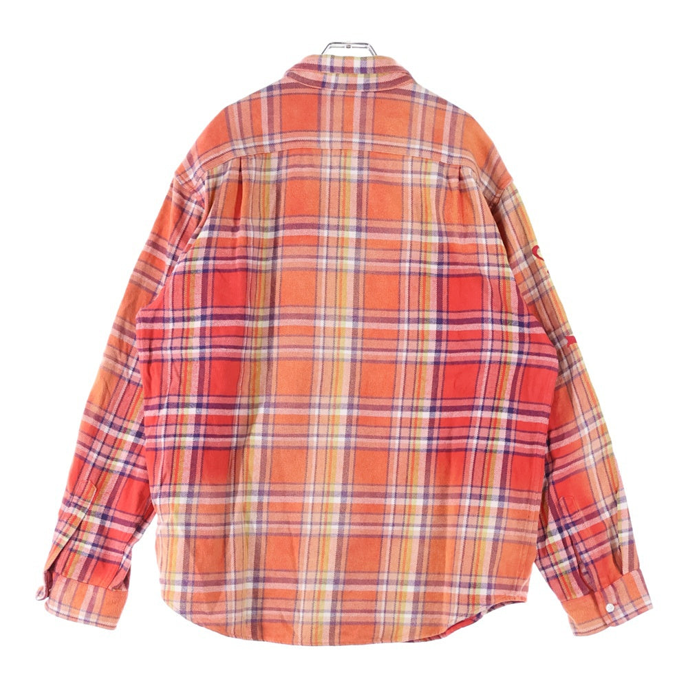 SUPREME(シュプリーム) 25SS Old English Plaid Flannel Shirt チェック アームロゴ刺繍 長袖 フランネルシャツ オレンジ