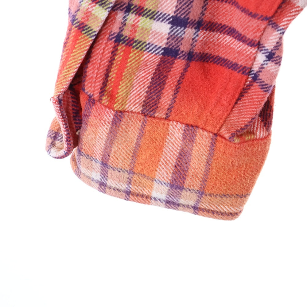 SUPREME(シュプリーム) 25SS Old English Plaid Flannel Shirt チェック アームロゴ刺繍 長袖 フランネルシャツ オレンジ