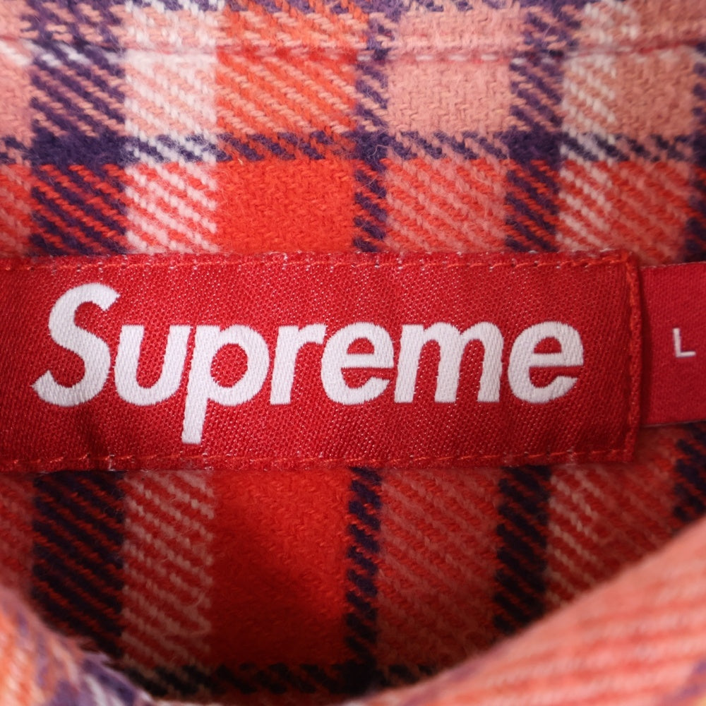 SUPREME(シュプリーム) 25SS Old English Plaid Flannel Shirt チェック アームロゴ刺繍 長袖 フランネルシャツ オレンジ