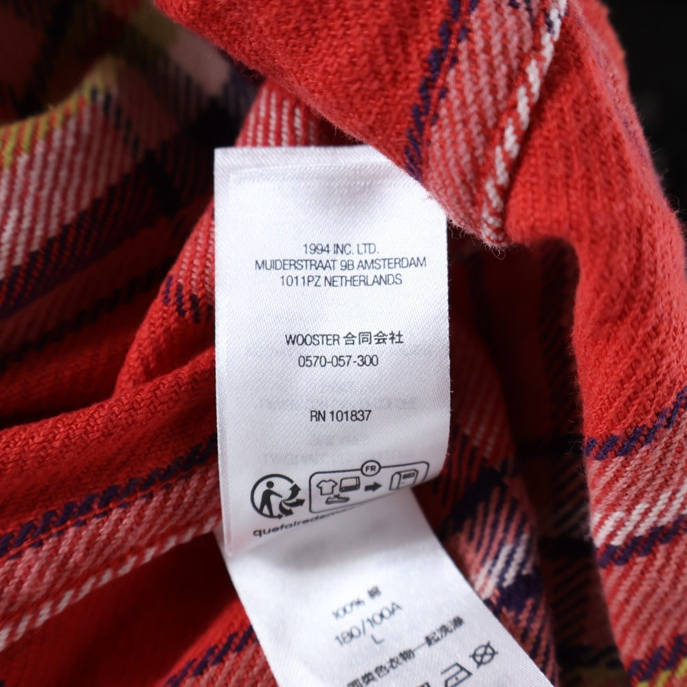 SUPREME(シュプリーム) 25SS Old English Plaid Flannel Shirt チェック アームロゴ刺繍 長袖 フランネルシャツ オレンジ
