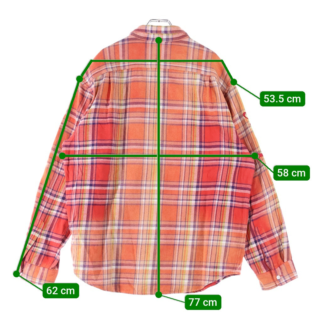 SUPREME(シュプリーム) 25SS Old English Plaid Flannel Shirt チェック アームロゴ刺繍 長袖 フランネルシャツ オレンジ